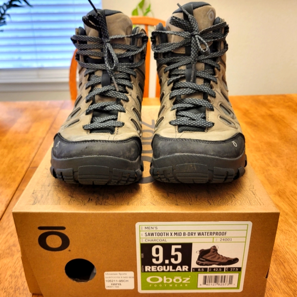 Oboz Hiking Boot Sawtooth X Mid B-Dry Waterproof Charcoal 9.5 regular